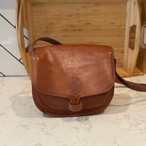 Vintage CaGi pelletterie brown leather crossbody bag classic chic neutral brown